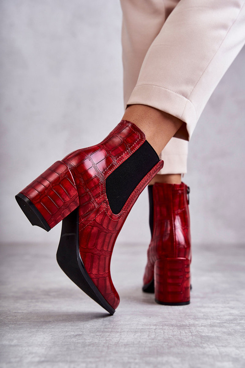 Snake Leather Booties La.Fi 260038R-XC Red