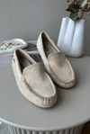 Women's Beige Faux Suede Moccasins Amrutia