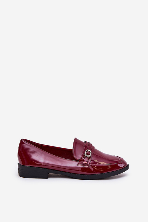 Lacquered Women's Moccasins With Decorative Buckle Bordeaux Mollan