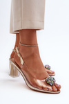 Transparent Sandals with Gold Stiletto Heels MR38-112