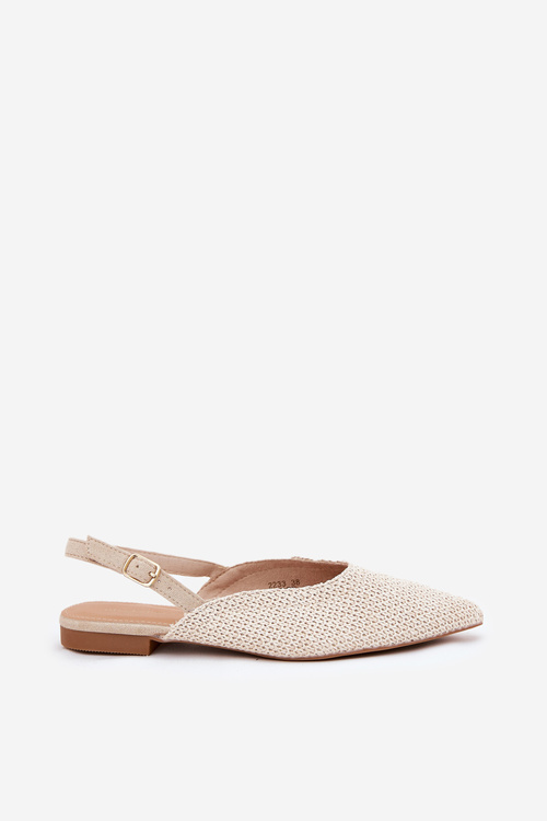 Ballet Flats With Weaving And Pointed Toes Beige Hefion