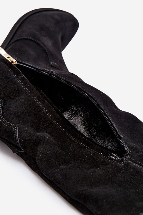 Kozaki Damskie Kowbojki Zamsz Zazoo 3427 Czarne