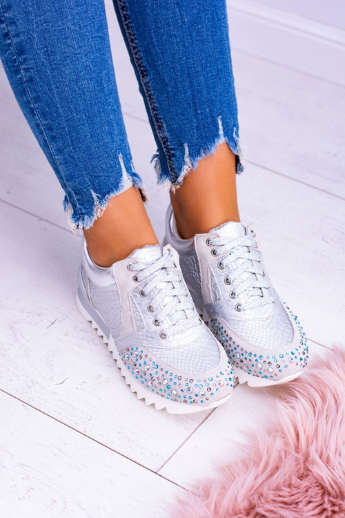 Silver Women's Sports Shoes with Sequins Lu Boo Infinitiale