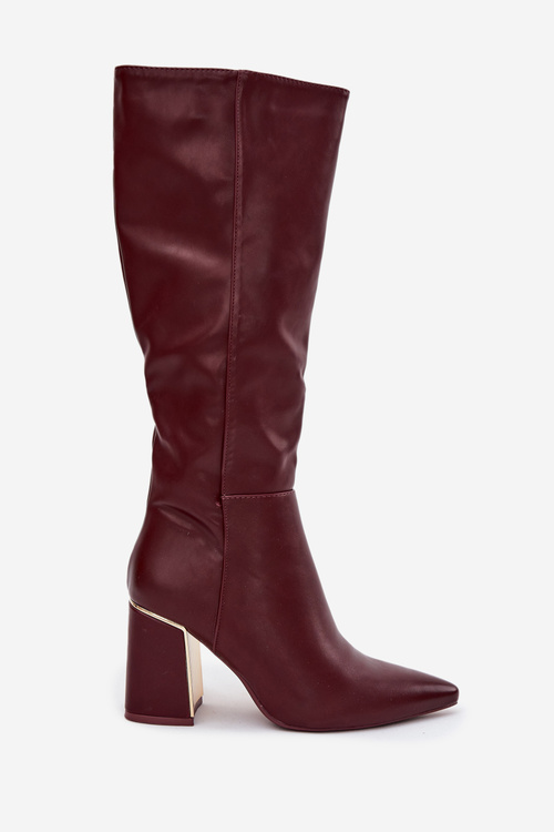 Women's High Heel Boots with Gold Element Bordeaux Alessine