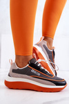 Sportowe Buty Sneakersy Big Star Szaro-Pomarańczowe JJ274996