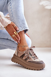 Sneakersy Damskie Skóra Naturalna Platforma Ciemnobeżowe Maciejka 06562-10