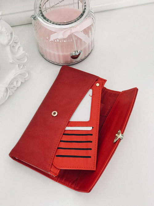 Large Ladies Red Wallet with Heart