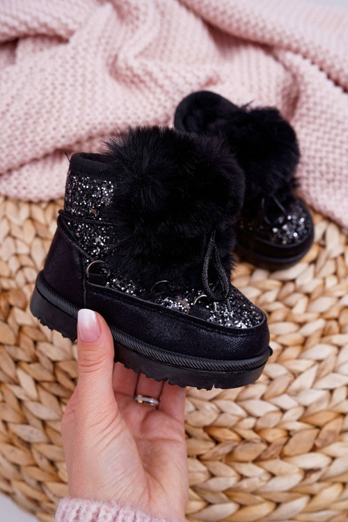 Children's Snow Boots With Fleece Black Minnie Mouse