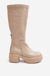 Leather Women's Knee-high Boots Lemar Light Beige Malayah