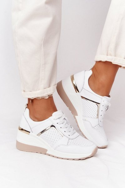 Leather Wedge Sneakers S.Barski White