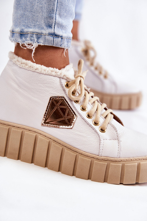 Leather Sport Shoes Tied White Lewski Shoes 3252 / N