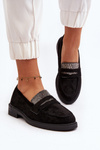 Women's Embellished Black Loafers Dananei