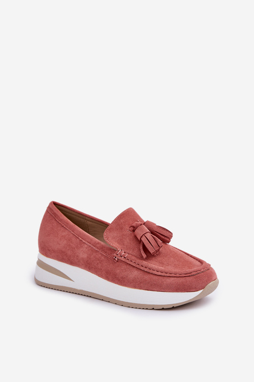 Moccasins On A Delicate Wedge Eco Suede Pink Challavia