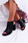 Women's Stiletto Sandals Openwork Rhinestone Black Hendrix