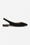 Suede Pointed Toe Ballerinas Black Daisy