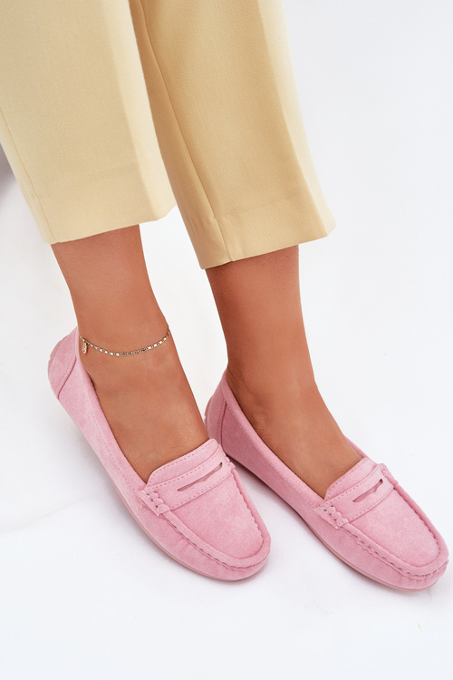 Women's Suede Moccasins Light Pink Lenvie