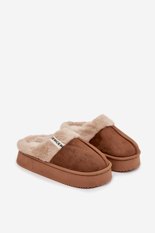 Women's slippers with fur Brown Parisse