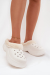 Foam Ladies Slippers Lined with Fur White Palvine