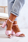 Leather Sandals On A Bar Pink Estrella 