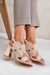 Embellished sandals on a heel beige Delariona