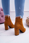 Women's Heeled Boots With Rivets RB23P Camel Snack