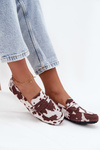 Damskie Mokasyny Loafersy W Łaty Płaskie Brązowo-Białe Soreline