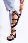 Women's Sandals With Studs In Black Cavos