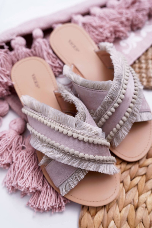 Women's Material Flip Flops Vices 7269 Beige Jamen