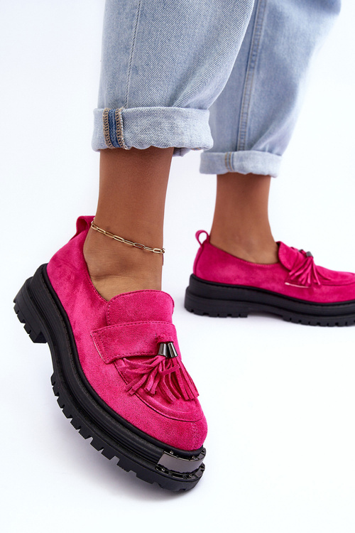 Półbuty Mokasyny Damskie Zamsz Fuksja Ramvli NC1322