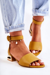 Leather Sandals On Golden Heel Laura Messi 2143 Dark yellow