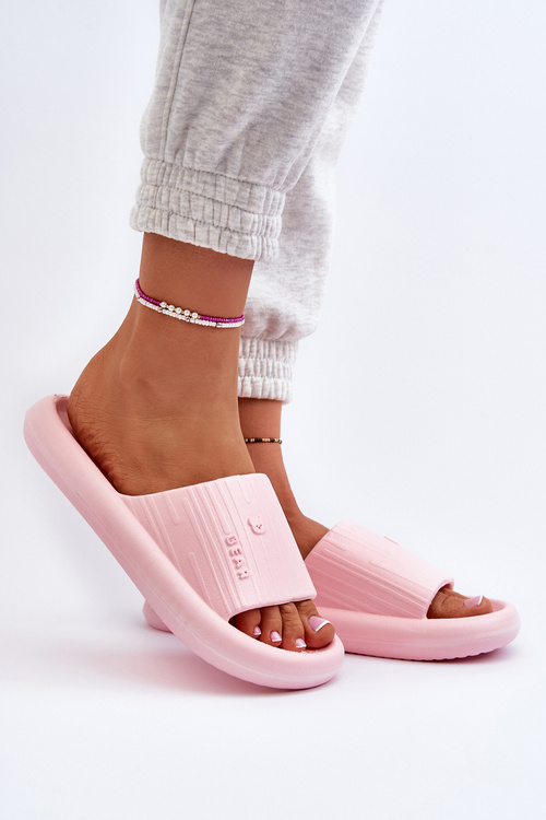 Women's Lightweight Pink Foam Slides Fenicva
