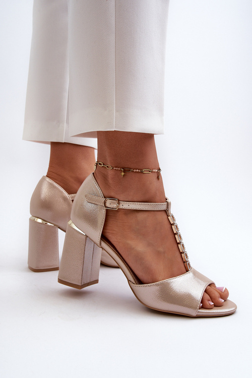 High Heel Sandals with Gold Cubic Zirconia Aniya