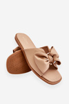 Women's Leather Slippers With Bow Beige Becky