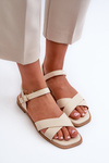 Flat Women's Sandals Made of Eco Leather S.Barski KV27-003 Beige