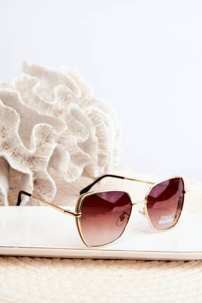 Przeciwsłoneczne Okulary Damskie Brokatowe Wstawki Złote UV400