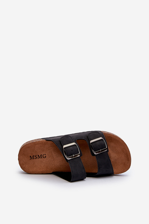 Men's Cork Sole Flip Flops Black Rosawia