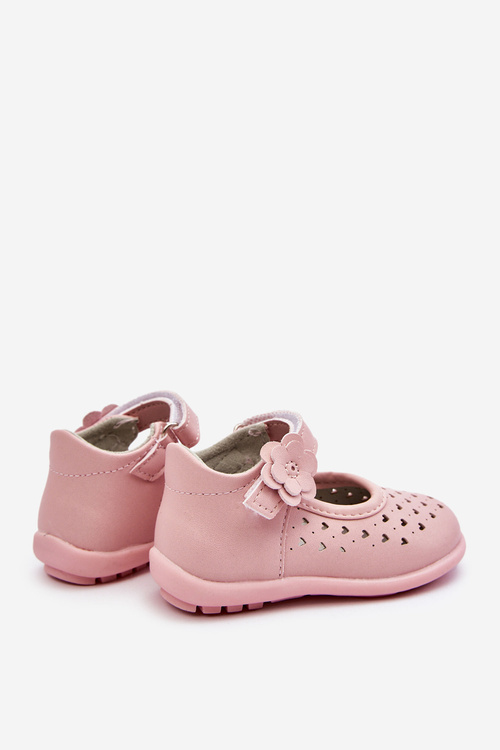 Children's high openwork ballerinas with Velcro pink Jianna