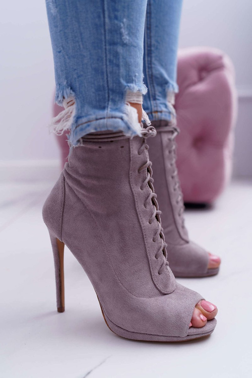 Lu Boo Lace-up Grey Open Heel Sandals Boots Natasha