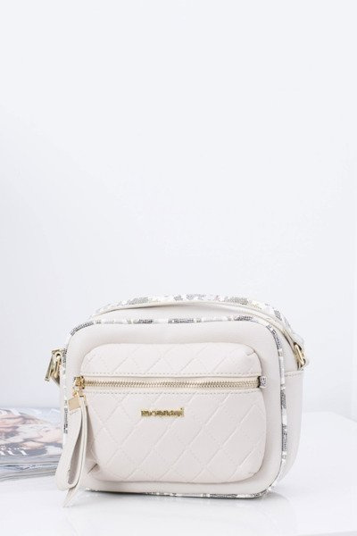 Ladies Quilted Handbag Beige Postbag