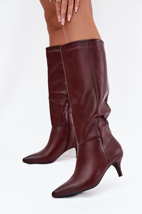 Women's Boots on Low Heel Lined with Eco Leather Bordeaux Marcellia