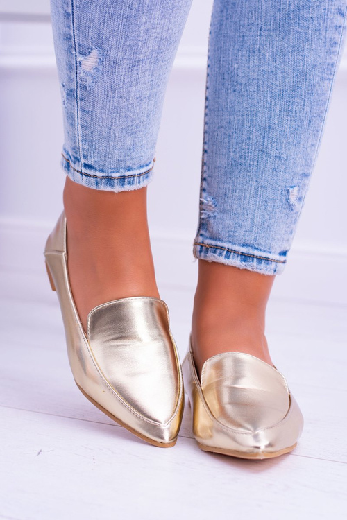 Gold Mirrored Mokassins Women's Lu Boo Mireldo