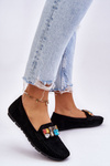 Women's Suede Loafers With Crystals Black Lucille