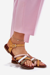 Womens sandals with interlacing straps SK090H yellow Sergio Leone