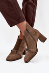 Women's ankle boots made of genuine suede with heel Artiker 57C0221 beige