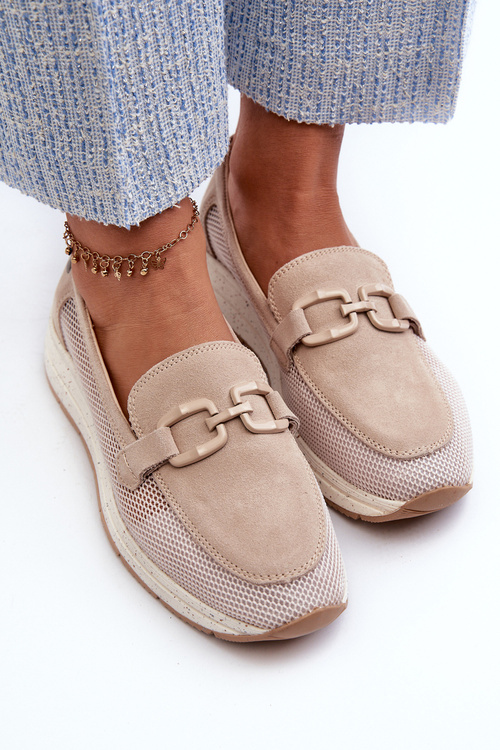 Women's Suede Moccasins D&A TW210 Beige