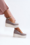 Espadryle Damskie Na Koturnie Szare Malla JH333P