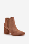 Eco Suede Ankle Boots With Heels Insulated Brown Daivine