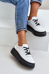 Damskie Buty Sportowe Platforma Skóra Naturalna 41470 Vinceza Białe