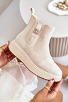 Slip On Women's Ankle Boots On Platform With Decoration Eco Suede Light Beige Ciatheia