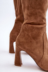 Suede Boots On Heel Brown Adrolio